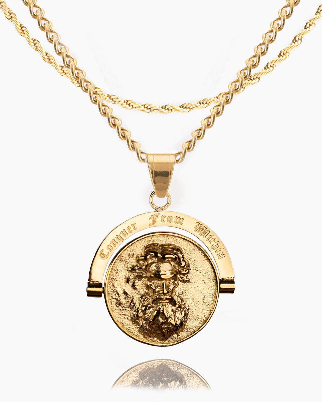 Trident Conquer From Within Double Sided Pendant