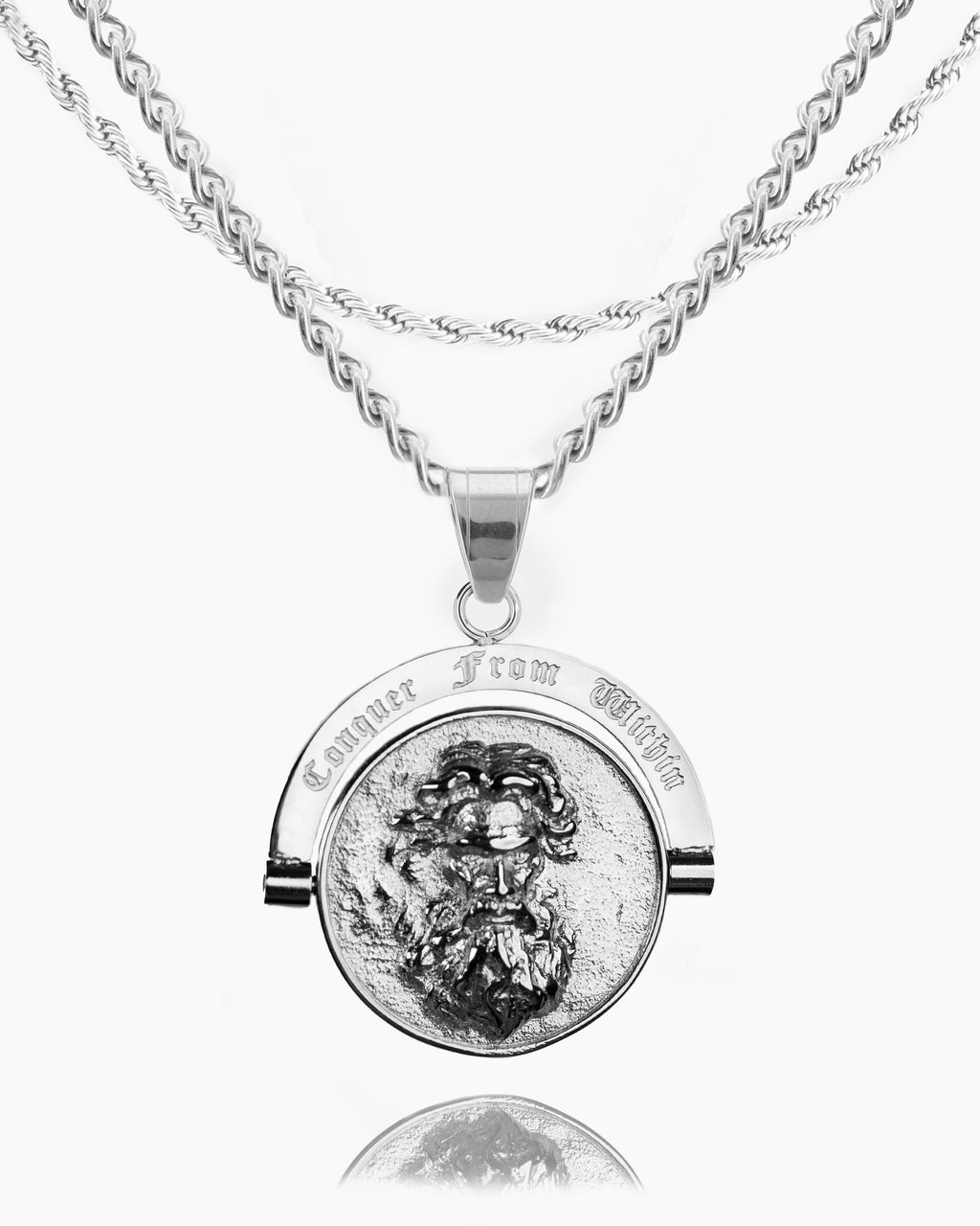 Trident Conquer From Within Double Sided Pendant